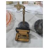 MC BRASS SHAVING STAND WITH VTG GILLETTE  RAZOR