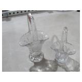 PAIR OF GLASS VTG BRIDES BASKETS
