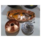SIGNED COPPERCRAFT COPPER TRAY, CANDLE, S&P