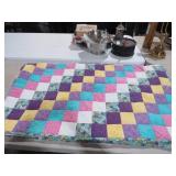HAND STITCHED MULTI COLOR BLOCK QUILT