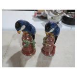 PAIR OF BLUE PARROTT STATUES