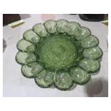INDIANA GREEN GLASS VINTAGE EGG TRAY