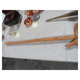 CARVED BIRD WALKING STICK W/ ANIMAL FOOT PRINTS