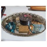 PLATEAU MIRROR & MARBLE BOX ANTIQUE COMPACT