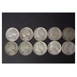 (10) 35% SILVER WAR NICKELS