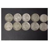 (10) 35% SILVER WAR NICKELS