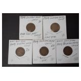 (5) 1909 INDIAN HEAD CENTS