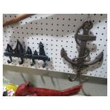CAST IRON ANCHOR AND SAILBOATS WITH HOOKS