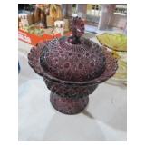 LE SMITH BUTTONS AMETHYST CANDY DISH W/ LID