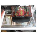 BEADED SANTA PURSE AND PLATEAU MIRROR