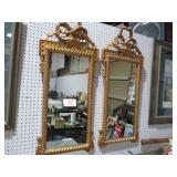 PAIR OF GOLD FRAMED DECORATIVE WALL MIRRORS