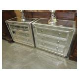 (2X) BEVELED MIRRORED THREE DRAWER NIGHTSTAND