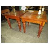 PAIR OF SOLID WOOD END TABLES