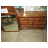 BASSETT 6 DRAWER DRESSER WITH HANGING WALL MIRROR