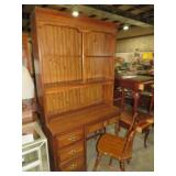 WOOD THREE DRAWER TO PIECE DESK AND HUTCH