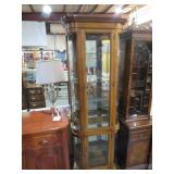 CHERRY TWO DOOR CURVED GLASS CURIO CABINET