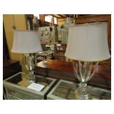 PAIR OF METAL OPEN FACES PRISM TABLE LAMPS