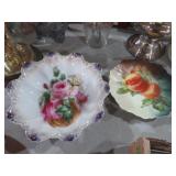 (2) HANDPAINTED VINTAGE BOWL AND PLATES