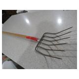 SIX PRONG WOOD HANDLE PITCH FORK