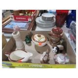 COLLECTION OF FIGURES, SUGAR CREAMER, AND MISC