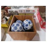 COLLECTION OF BLUE AND WHITE DECORATIVE BALLS