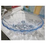 VTG INDIANA BLUE GLASS OVAL FOOTED BOWL