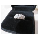 STERLING 925 JADE MARCASITE RING SIZE 11.5