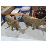 (2) BRASS LONG HORN BULLS