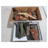 (2) BOXES OF LEATHER KNIFE SHEATHS AND RAZORS