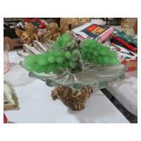 UNIQUE GLASS COMPOTE WITH GLASS GRAPES