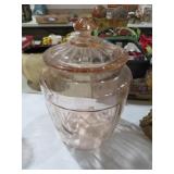 PINK DEPRESSION BISCUT JAR WITH LID
