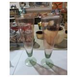 PAIR OF COLORED GLASS FLUTED GLASSES
