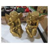 (2) HEAVY ORNATE ANGEL CHERUB FIGURES