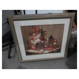 ORNATE FRAMED STILL LIFE FLORAL PRINT
