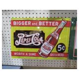 METAL PEPSICOLA 5 CENT ADV SIGN