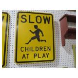 METAL SLOW CHILDREN AT PLAY SIGN