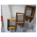 WOOD TIERED CUBED WALL SHELF