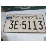 VINTAGE 1962 TN LICENSE PLATE