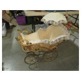 VICTORIAN STYLE WICKER BABY STROLLER