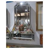(2X)SILVER BEADED FRAMED BEVELED WALL MIRRORS