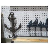 CAST IRON SHIP AND ANCHOR WALL HOOKS