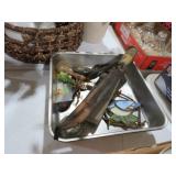 COLLECTION OF FISHING URES, FILLET KNIFE, AND MISC
