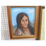HAND PAINTED INDIAN WOMEN ON CANVAS ARTIST SIGNED