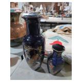 (2) VINTAGE COBALT VASES