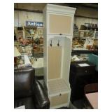 PADDED SEAT SITTING BENCH WITH STORAGE DOORS