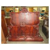 BEAUTIFUL CHERRY CARVED QUEEN SIZE BED WITH RAILS