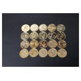 (20) 24K GOLD PLATED WASHINGTON QUARTERS