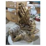 GOLD CHERUB WITH PRAYING HANDS STATUE