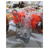VINTAGE GLASS CRUET SET