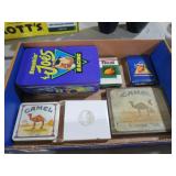 COLL OF CAMEL PLAYING CARDS, CIGARETTE TINS, & MIS
